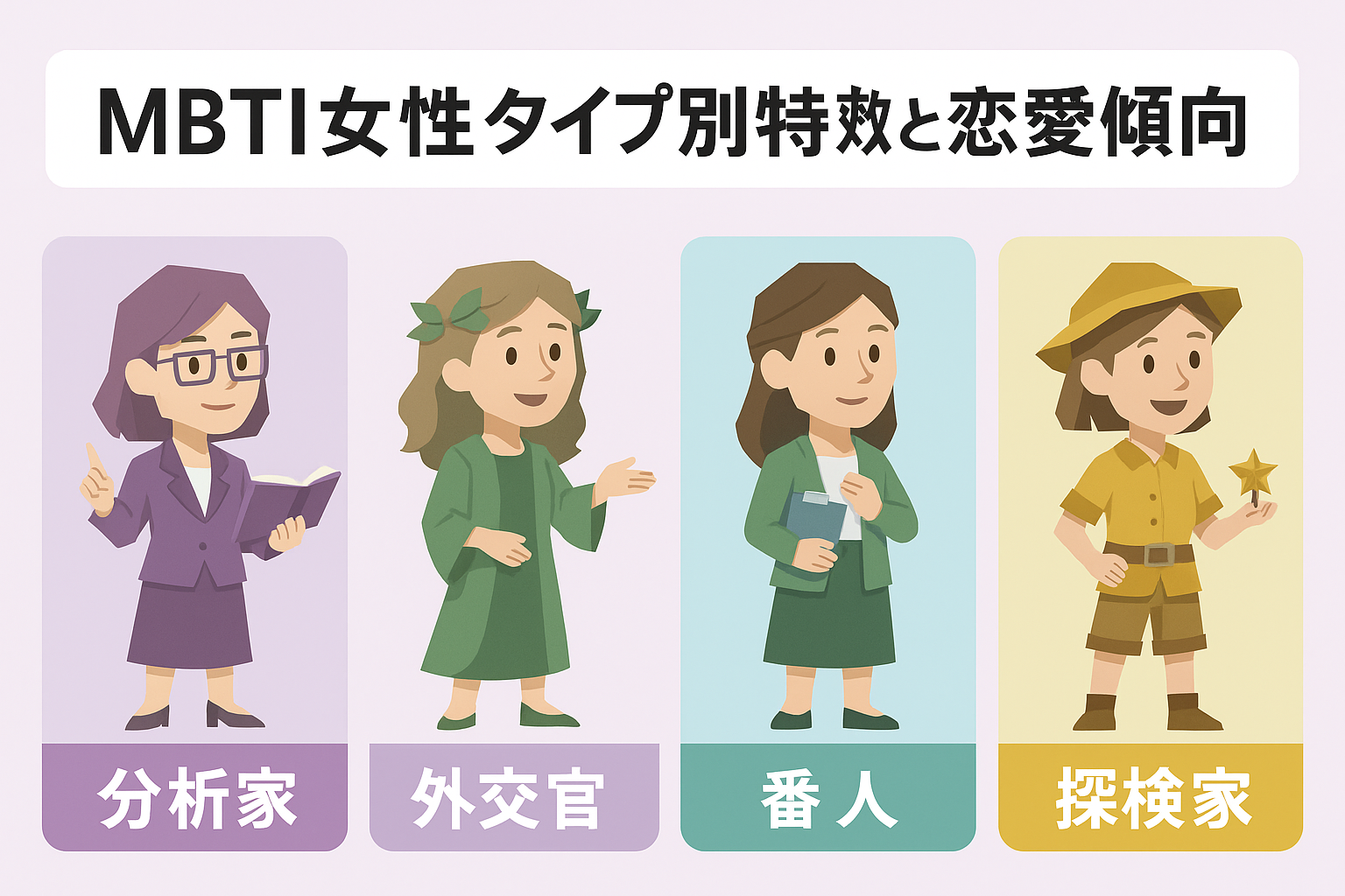 MBTI女性タイプ別特徴と恋愛傾向｜相性や職業も徹底解説