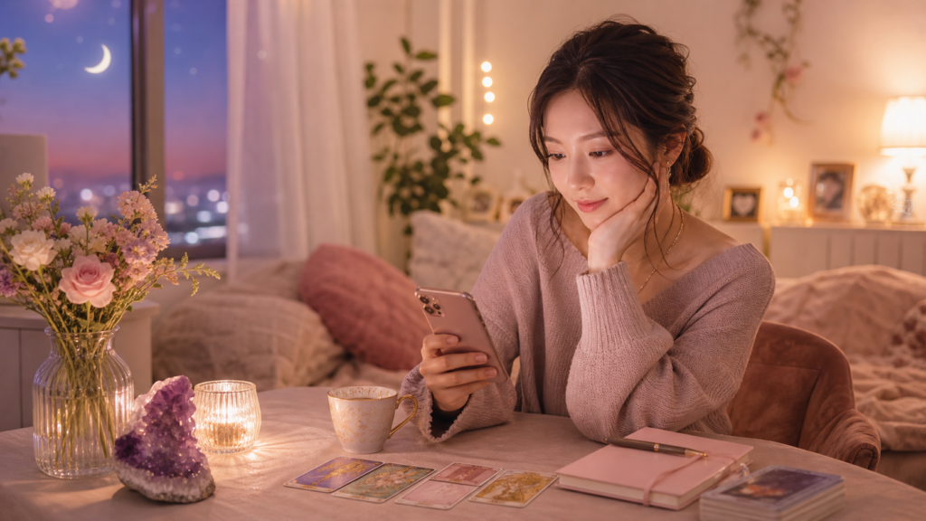 元彼の気持ちと復縁の可能性を考えながらスマホを見つめる女性