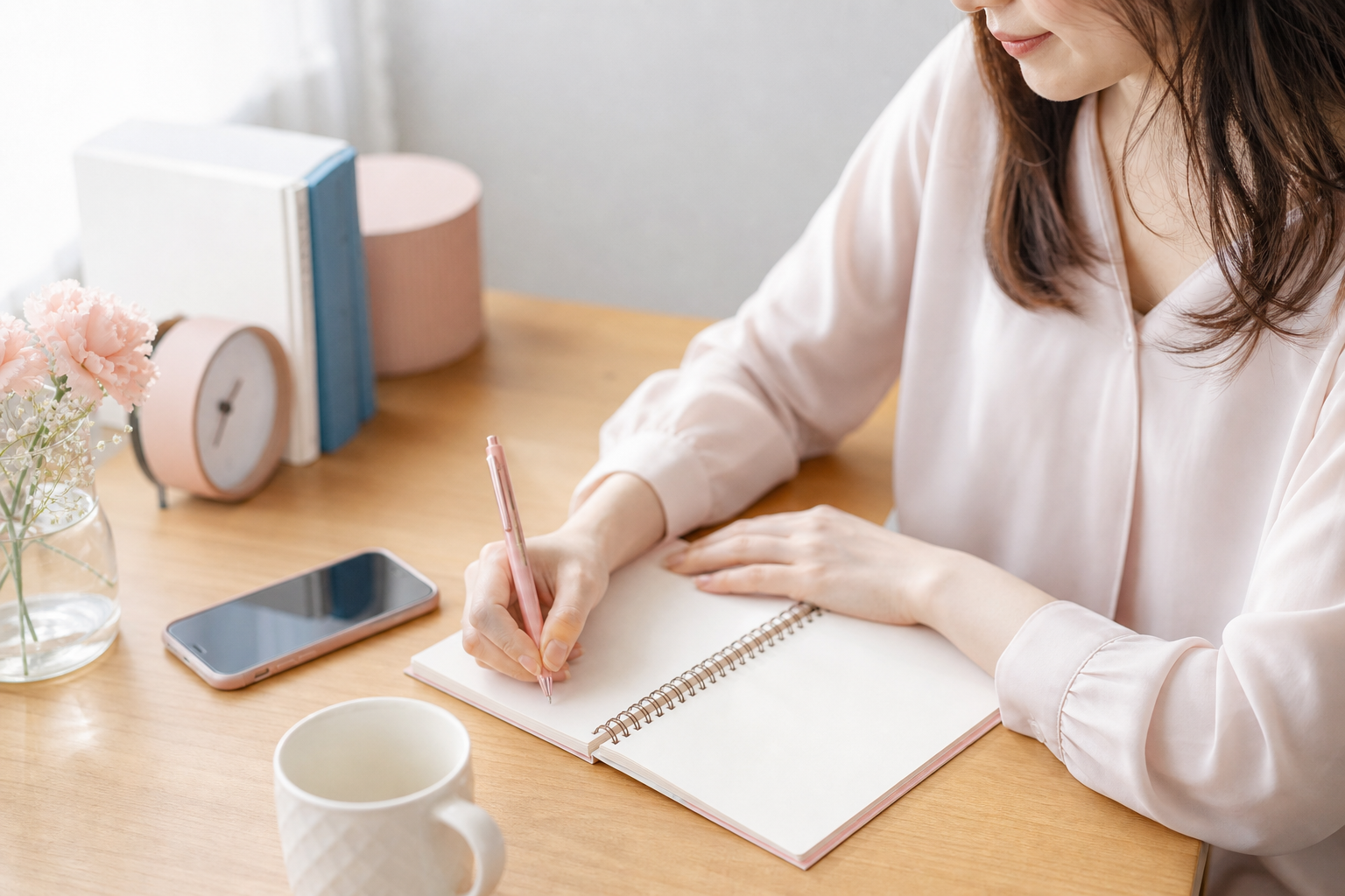 MBTIや恋愛タイプを書き出して気持ちを整理する女性