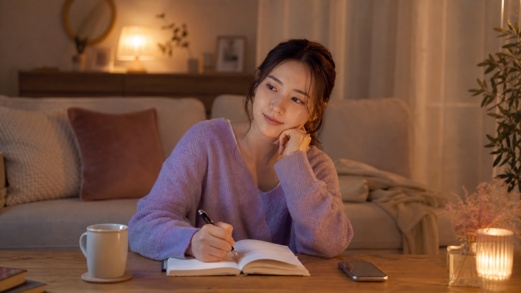 元彼の気持ちを整理しながらノートに書く女性